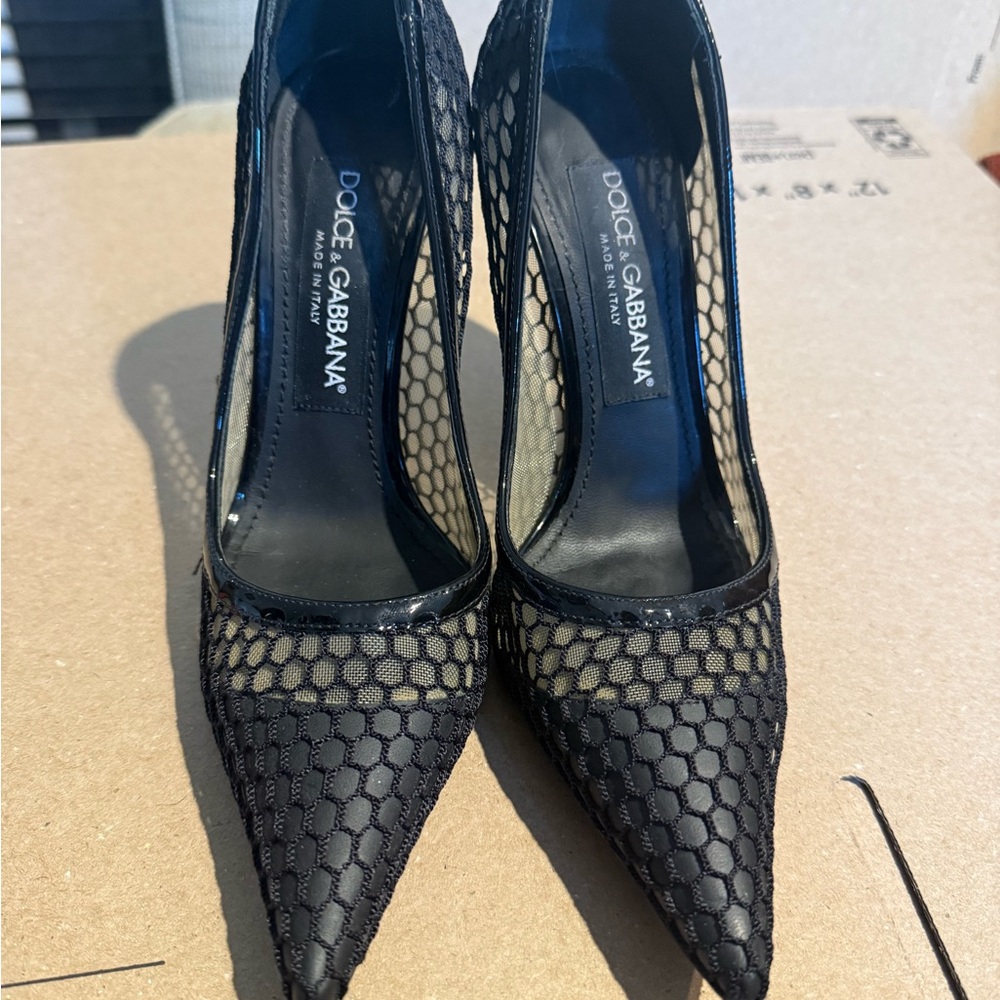 Dolce & Gabbana Black Mesh Heels